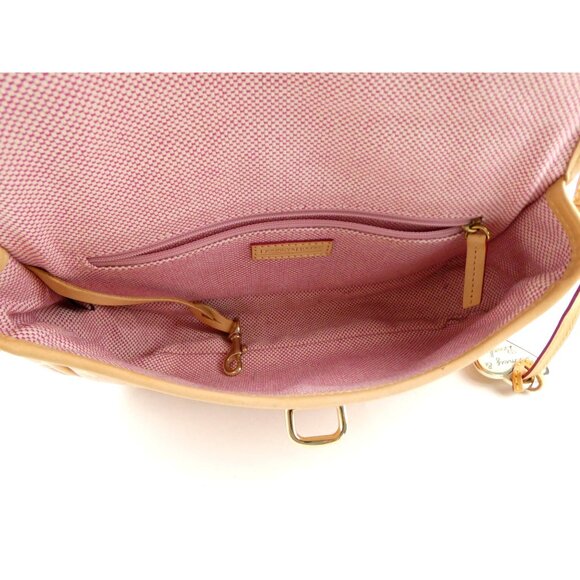 Dooney & Bourke Pink Heart Print Canvas & Leather Shoulder Bag - Picture 7 of 13
